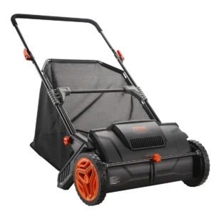 Push Lawn Sweeper, 21inch Leaf & Grass Collector, 3.5 cu. ft. Mesh Collection Hopper Bag, 2 Spinning Brushes